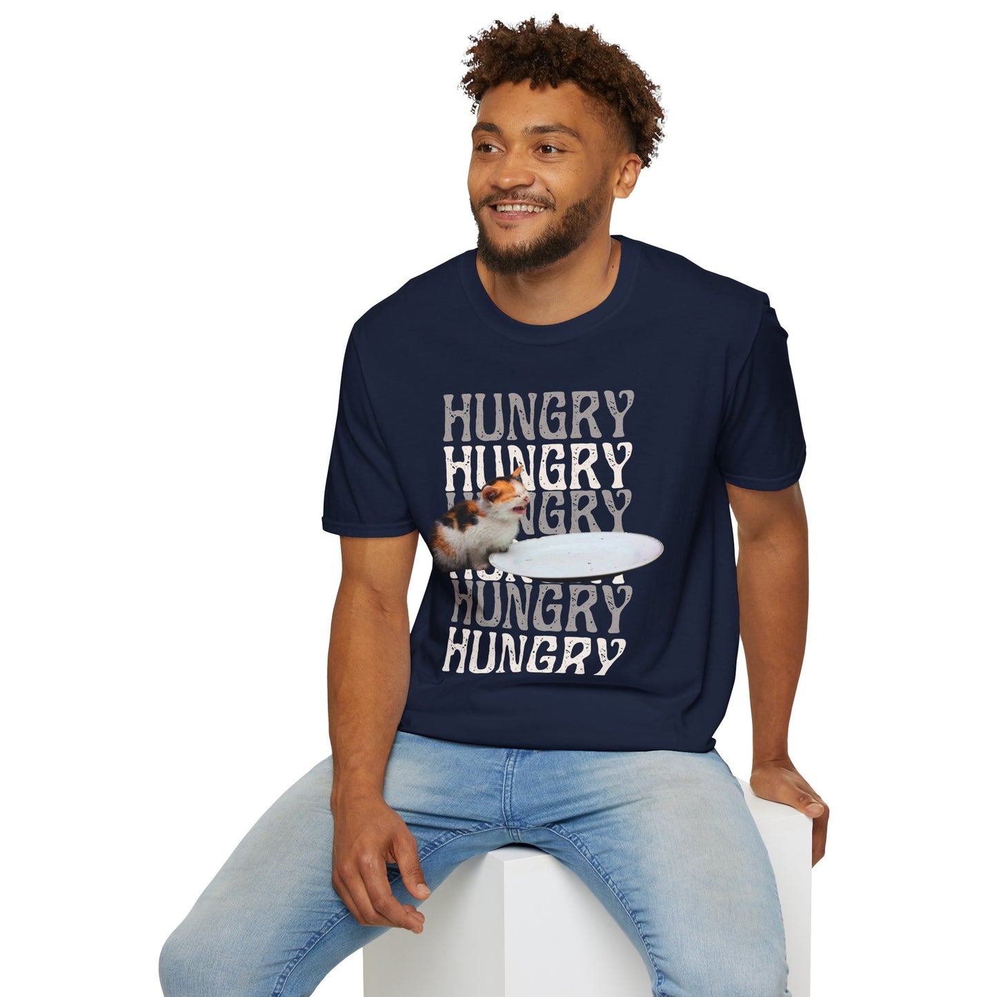 Hungry Cat T-Shirt Playful and Casual Tee for Cat Lovers