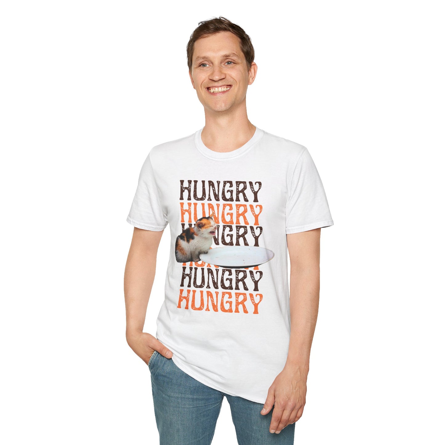 Hungry Cat T-Shirt Playful and Casual Tee for Cat Lovers