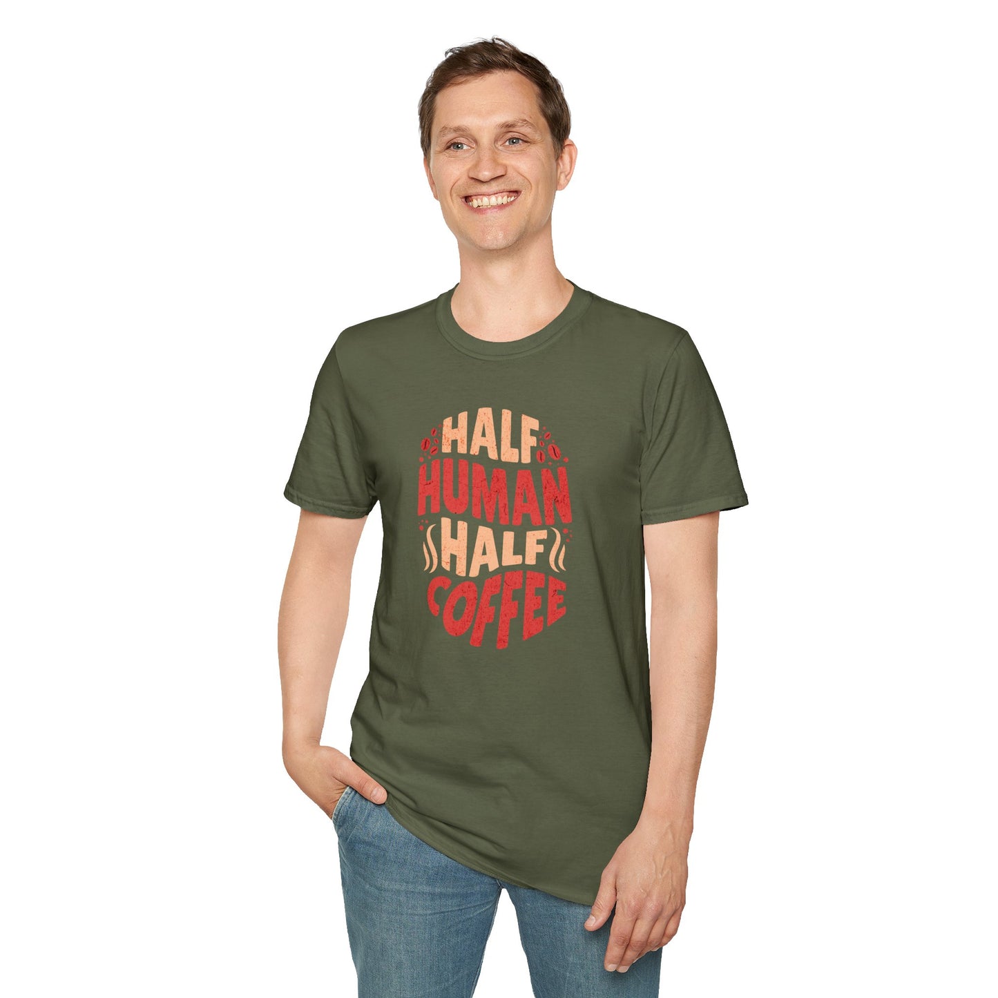 Half Human Half Coffee Coffee Lover T-Shirt