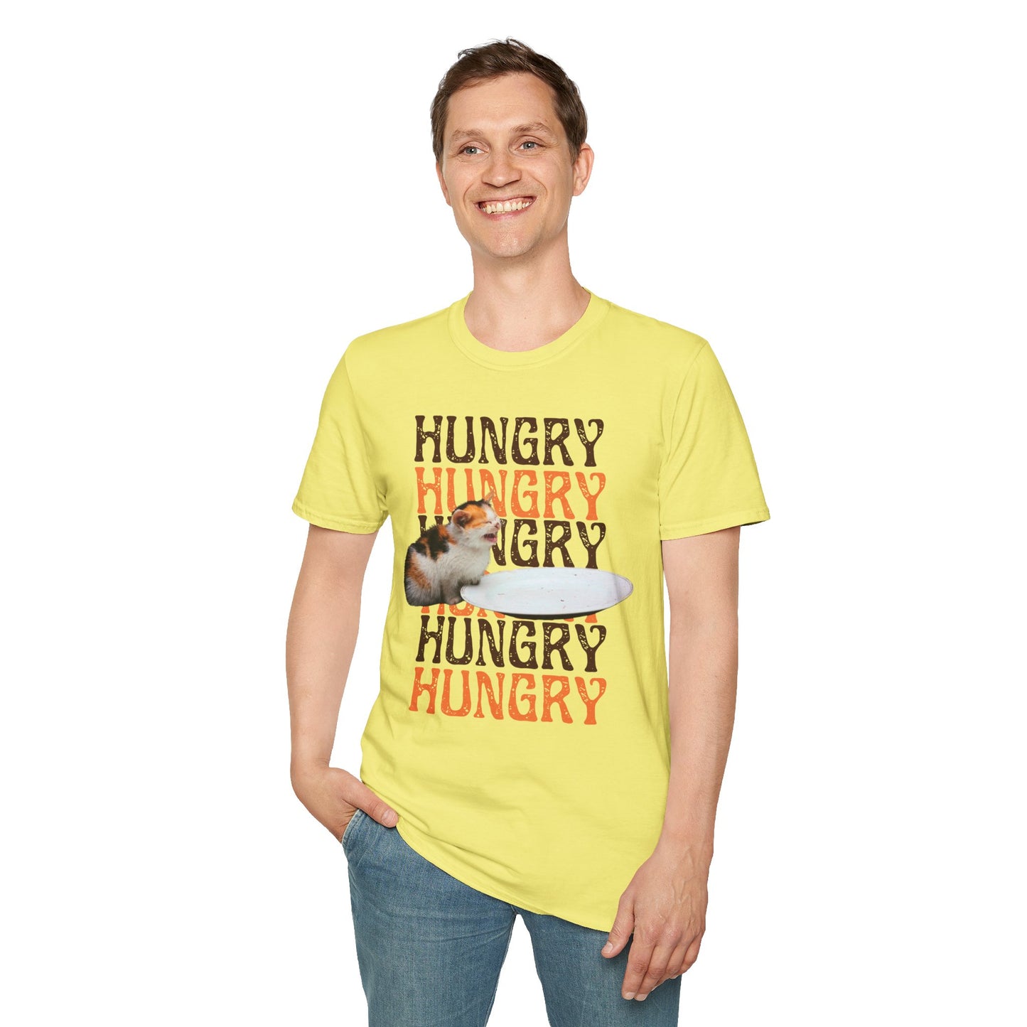 Hungry Cat T-Shirt Playful and Casual Tee for Cat Lovers
