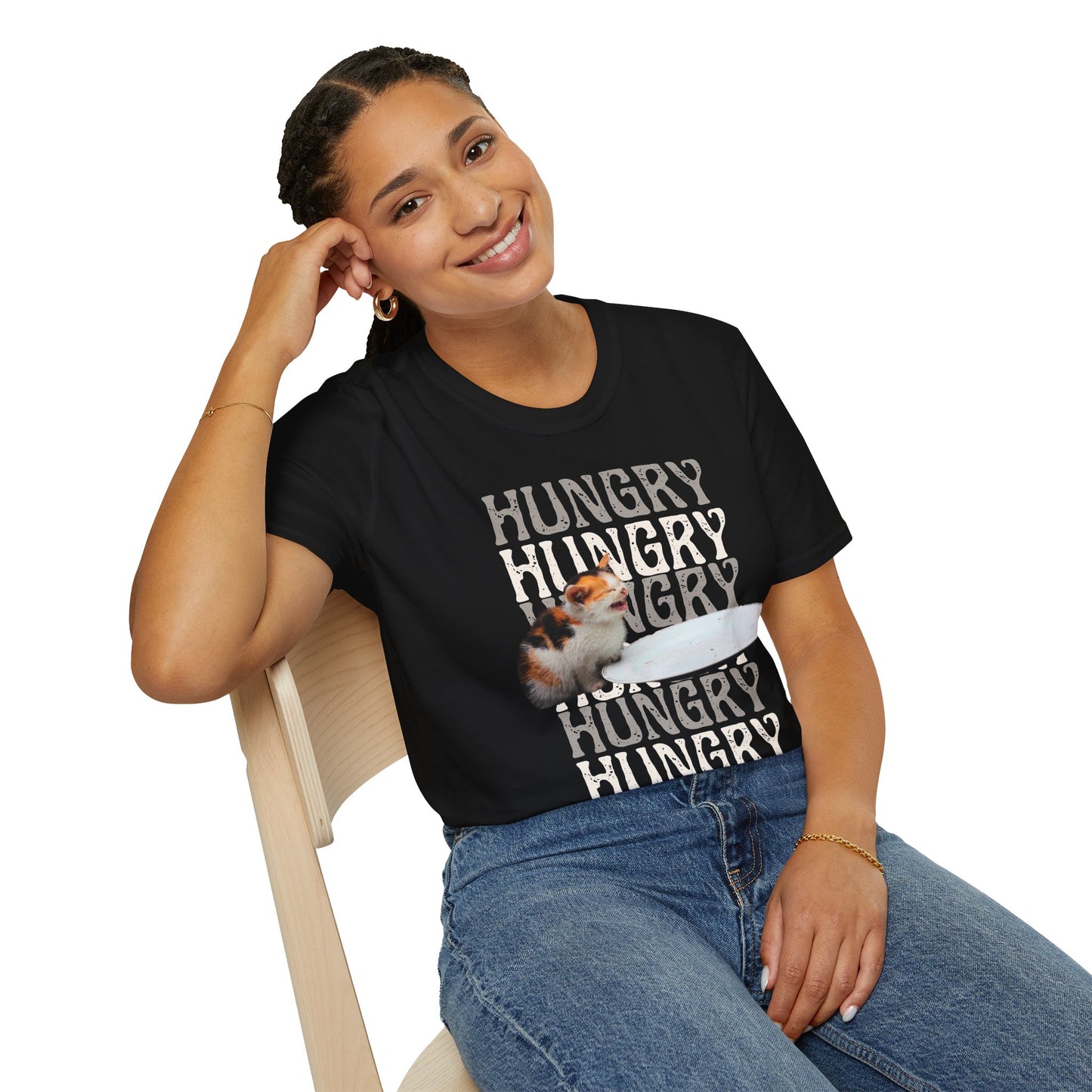 Hungry Cat T-Shirt Playful and Casual Tee for Cat Lovers