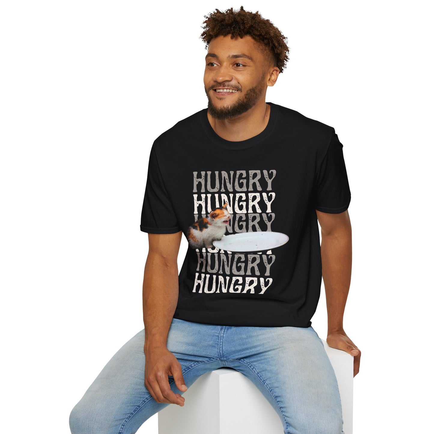Hungry Cat T-Shirt Playful and Casual Tee for Cat Lovers