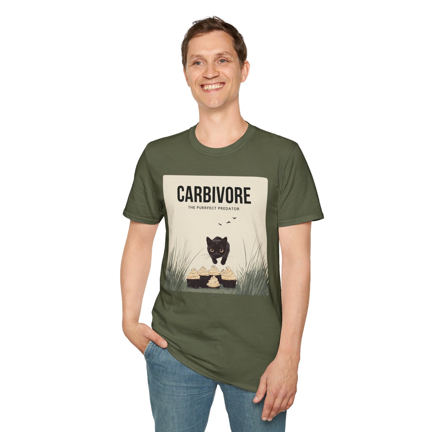 Funny "Carbivore" Cat T-Shirt Soft Cotton Tee for Animal Lovers