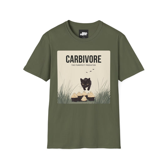 Funny "Carbivore" Cat T-Shirt Soft Cotton Tee for Animal Lovers