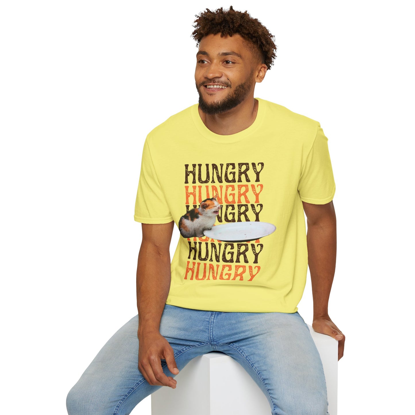 Hungry Cat T-Shirt Playful and Casual Tee for Cat Lovers