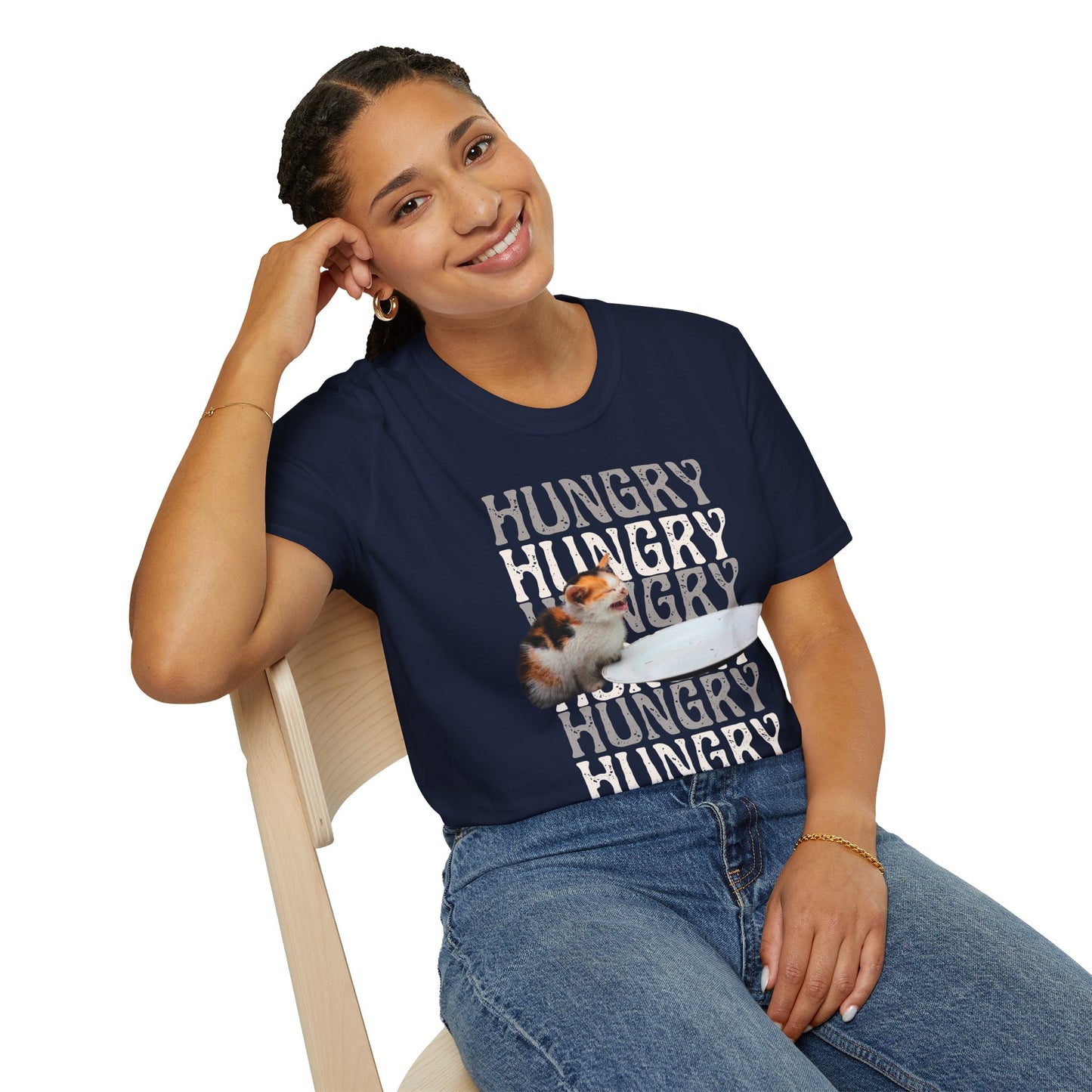 Hungry Cat T-Shirt Playful and Casual Tee for Cat Lovers
