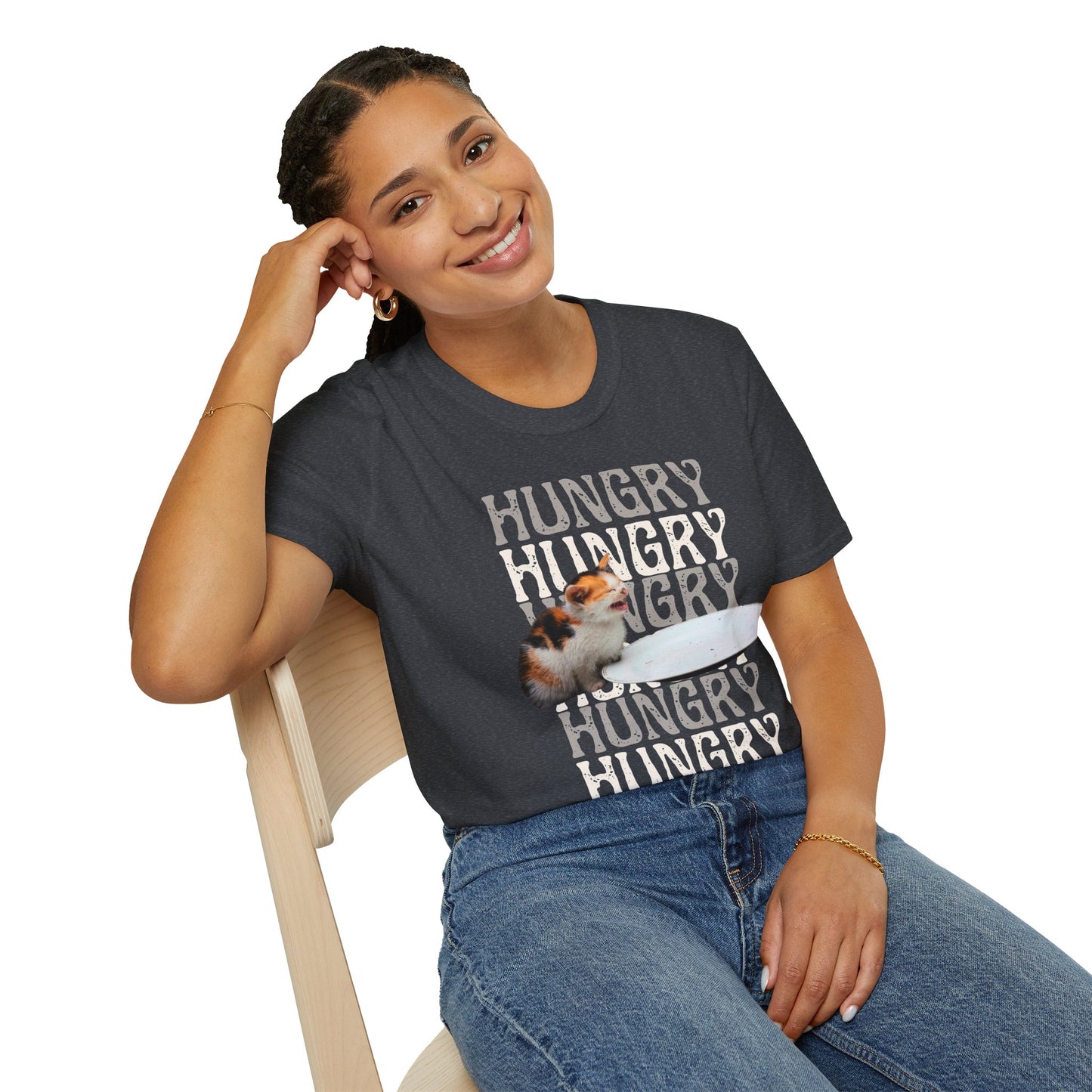 Hungry Cat T-Shirt Playful and Casual Tee for Cat Lovers
