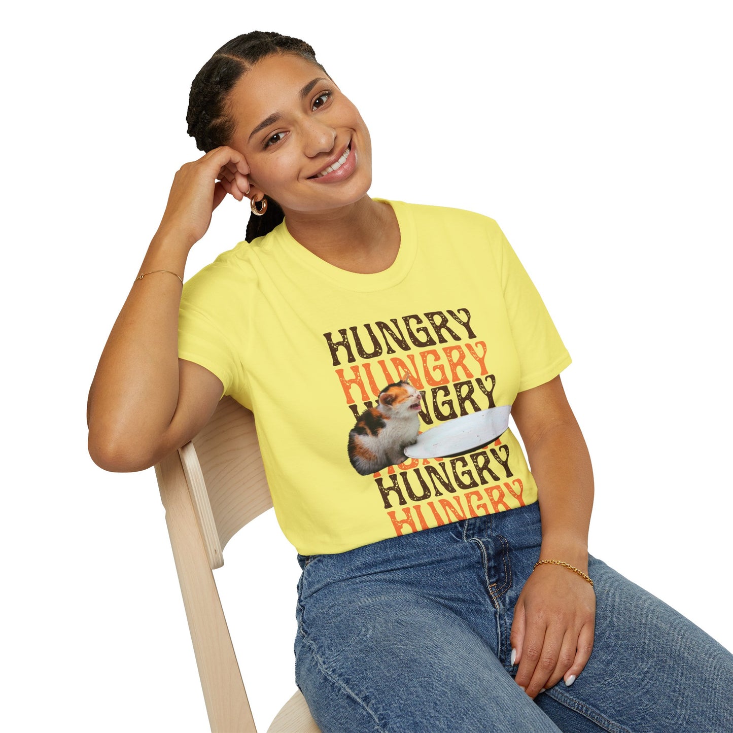 Hungry Cat T-Shirt Playful and Casual Tee for Cat Lovers